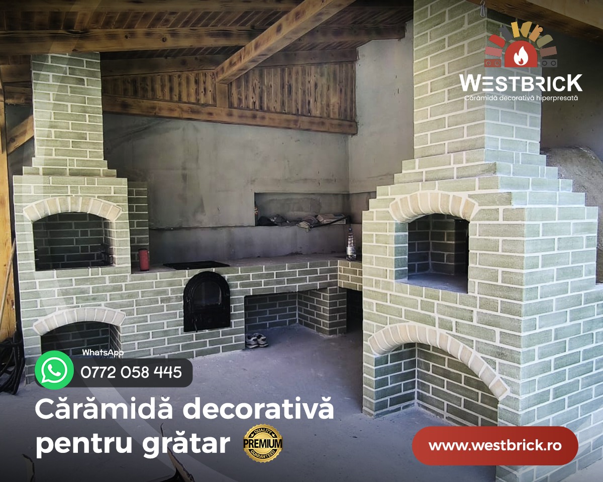 Cărămida decorativă netedă WEST BRICK – eleganță și rezistență pentru grătarul tău multifuncțional